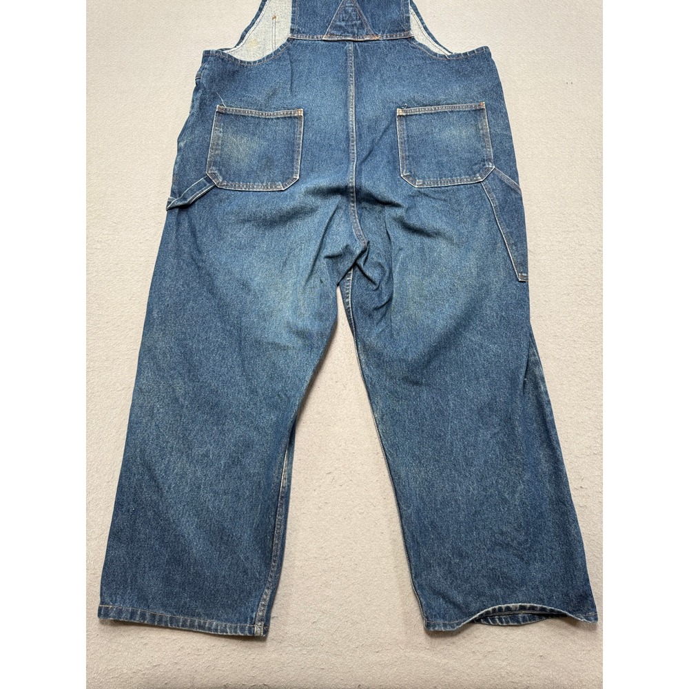 Big Bill Denim Bib Overalls Men's 48 Blue Distressed Workwear Dungarees Canada - Picture 4 of 13